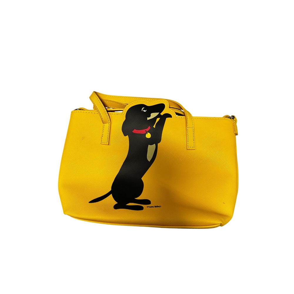 Marc Tetro Yellow Dachshund Dog Bag Crossbody Handbag Saffiano Vegan Leather